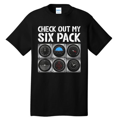 Funny Pilot Six Pack Aircraft Pilot Flying Airplane Tall T-Shirt