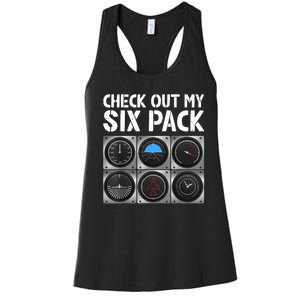 Funny Pilot Six Pack Aircraft Pilot Flying Airplane Women's Racerback Tank