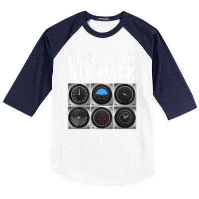 Funny Pilot Six Pack Aircraft Pilot Flying Airplane Baseball Sleeve Shirt