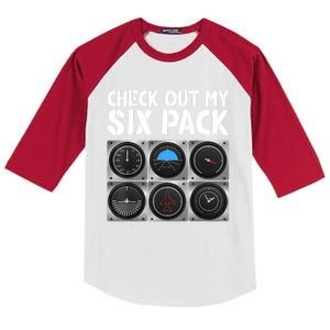 Funny Pilot Six Pack Aircraft Pilot Flying Airplane Kids Colorblock Raglan Jersey