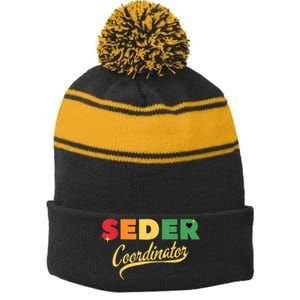 Funny Passover Seder Coordinator Jewish Passover Leader Stripe Pom Pom Beanie