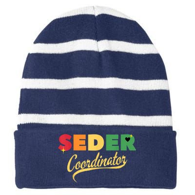 Funny Passover Seder Coordinator Jewish Passover Leader Striped Beanie with Solid Band