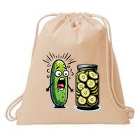 Funny Pickle Surprise A Cucumber And A Jar Of Sliced Pickles Drawstring Bag