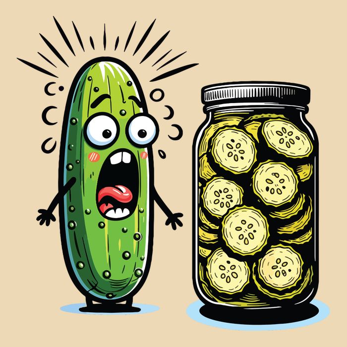 Funny Pickle Surprise A Cucumber And A Jar Of Sliced Pickles Drawstring Bag