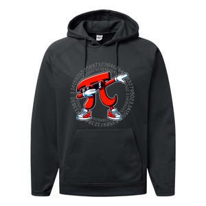 Funny Pi Symbol Dabbing Pi Day Pi Math Performance Fleece Hoodie