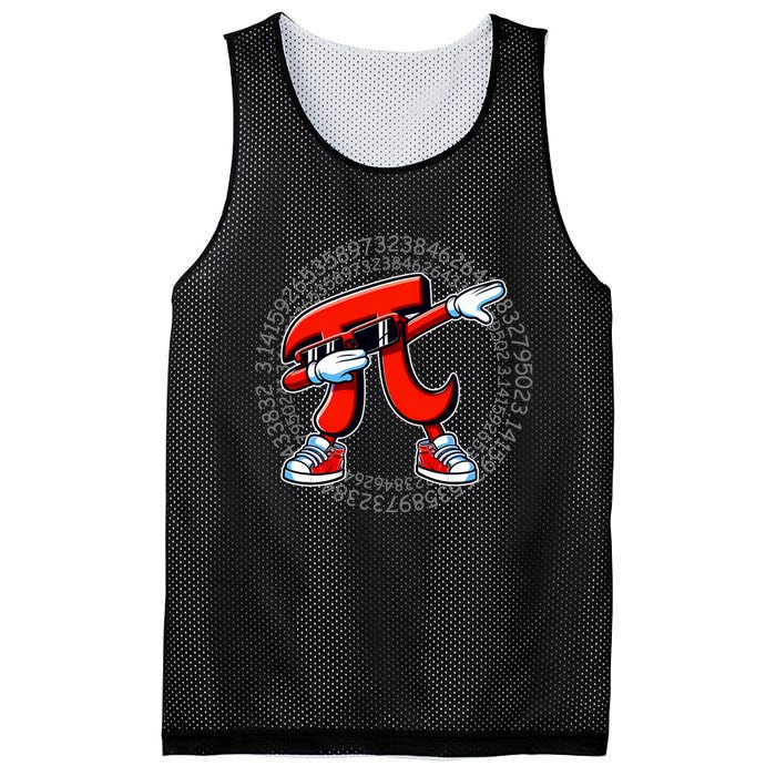 Funny Pi Symbol Dabbing Pi Day Pi Math Mesh Reversible Basketball Jersey Tank