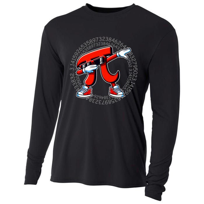 Funny Pi Symbol Dabbing Pi Day Pi Math Cooling Performance Long Sleeve Crew