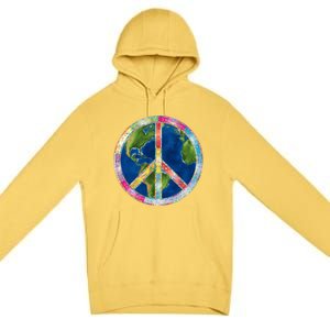 Flower Peace Sign World Peace Hippy 70's Symbol Of Peace Gift Premium Pullover Hoodie