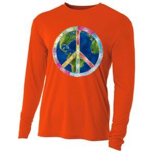 Flower Peace Sign World Peace Hippy 70's Symbol Of Peace Gift Cooling Performance Long Sleeve Crew