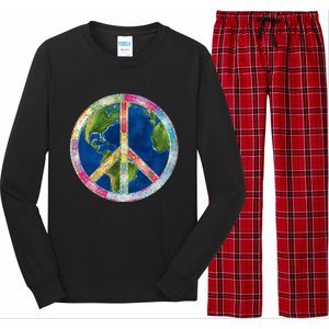 Flower Peace Sign World Peace Hippy 70's Symbol Of Peace Gift Long Sleeve Pajama Set