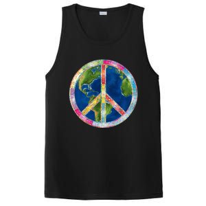 Flower Peace Sign World Peace Hippy 70's Symbol Of Peace Gift PosiCharge Competitor Tank