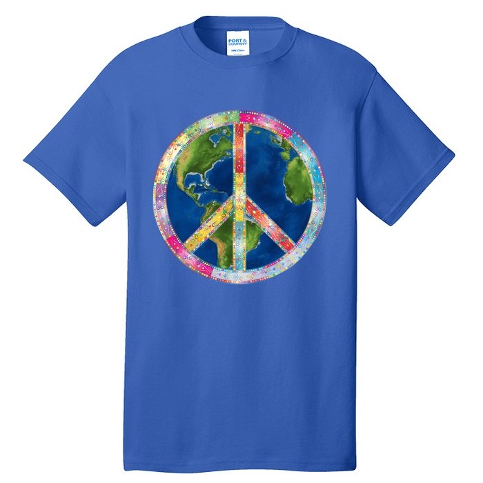 Flower Peace Sign World Peace Hippy 70's Symbol Of Peace Gift Tall T-Shirt