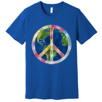 Flower Peace Sign World Peace Hippy 70's Symbol Of Peace Gift Premium T-Shirt