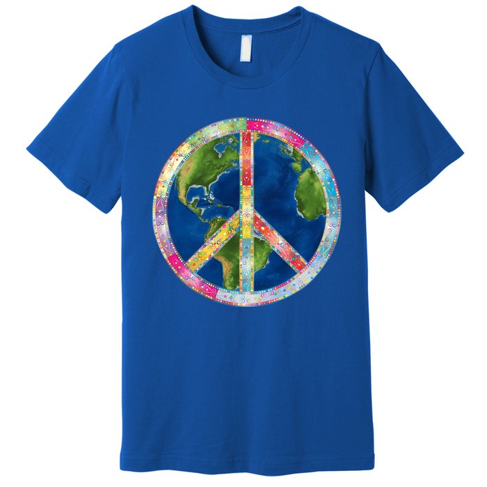 Flower Peace Sign World Peace Hippy 70's Symbol Of Peace Gift Premium T-Shirt