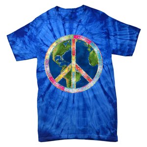 Flower Peace Sign World Peace Hippy 70's Symbol Of Peace Gift Tie-Dye T-Shirt