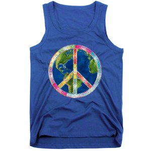 Flower Peace Sign World Peace Hippy 70's Symbol Of Peace Gift Tank Top