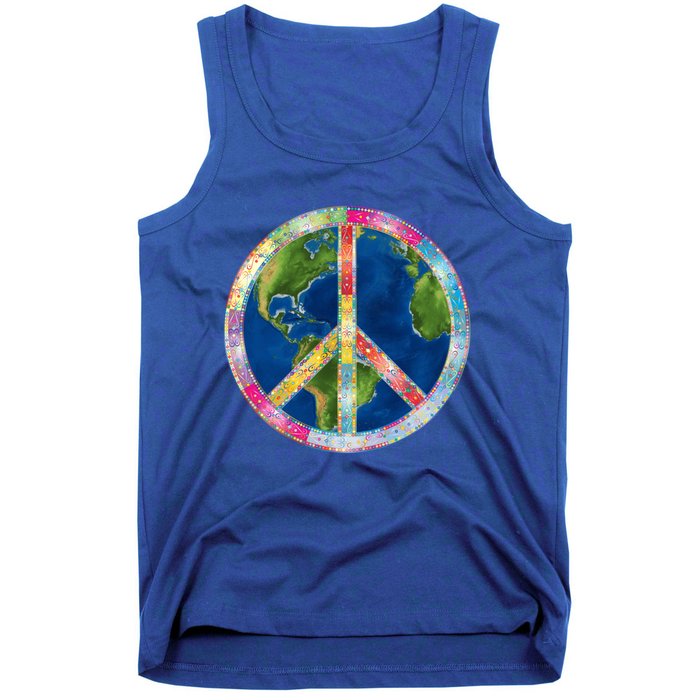 Flower Peace Sign World Peace Hippy 70's Symbol Of Peace Gift Tank Top