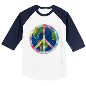 Flower Peace Sign World Peace Hippy 70's Symbol Of Peace Gift Baseball Sleeve Shirt