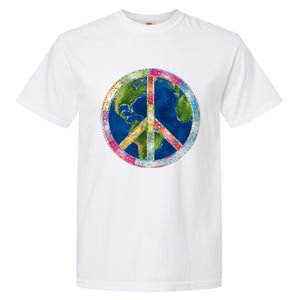 Flower Peace Sign World Peace Hippy 70's Symbol Of Peace Gift Garment-Dyed Heavyweight T-Shirt