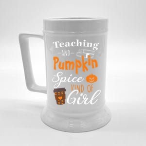 Funny Pumpkin Spice Coffee Ladies Halloween Teacher Premium Beer Stein