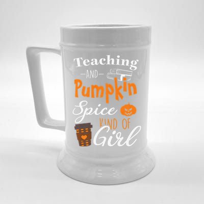 Funny Pumpkin Spice Coffee Ladies Halloween Teacher Premium Beer Stein