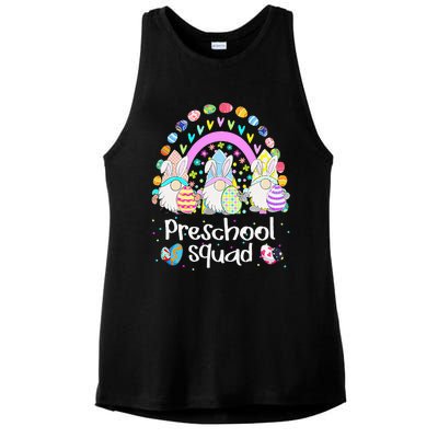 Funny Preschool Squad Teacher Gnome Rainbow Easter Day Gift Ladies PosiCharge Tri-Blend Wicking Tank