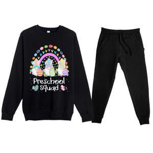 Funny Preschool Squad Teacher Gnome Rainbow Easter Day Gift Premium Crewneck Sweatsuit Set