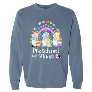 Funny Preschool Squad Teacher Gnome Rainbow Easter Day Gift Garment-Dyed Sweatshirt