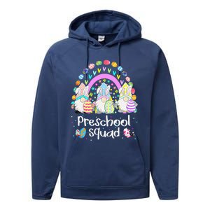 Funny Preschool Squad Teacher Gnome Rainbow Easter Day Gift Performance Fleece Hoodie