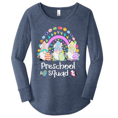 Funny Preschool Squad Teacher Gnome Rainbow Easter Day Gift Women's Perfect Tri Tunic Long Sleeve Shirt