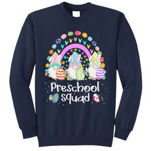 Funny Preschool Squad Teacher Gnome Rainbow Easter Day Gift Tall Sweatshirt