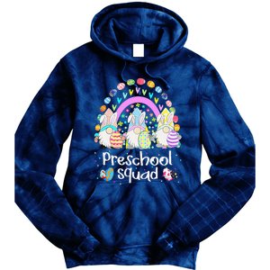 Funny Preschool Squad Teacher Gnome Rainbow Easter Day Gift Tie Dye Hoodie