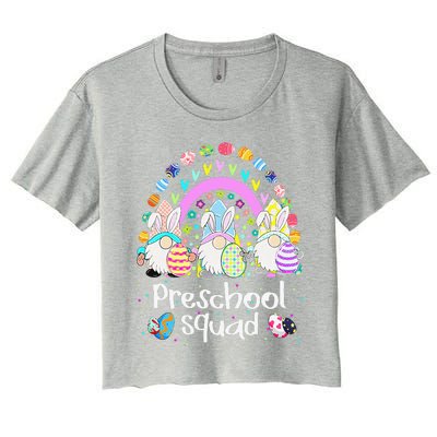 Funny Preschool Squad Teacher Gnome Rainbow Easter Day Gift Women's Crop Top Tee