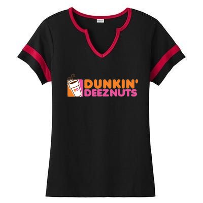 Funny Parody Spoof Dunkin' Deeznuts Design Ladies Halftime Notch Neck Tee