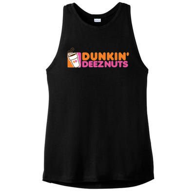 Funny Parody Spoof Dunkin' Deeznuts Design Ladies PosiCharge Tri-Blend Wicking Tank