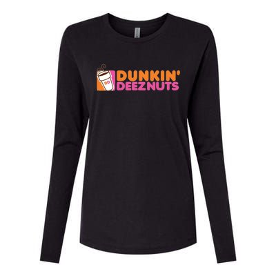 Funny Parody Spoof Dunkin' Deeznuts Design Womens Cotton Relaxed Long Sleeve T-Shirt