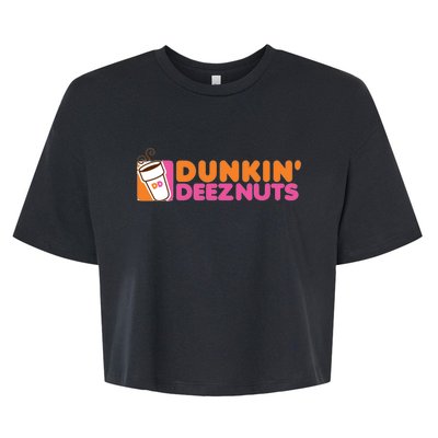 Funny Parody Spoof Dunkin' Deeznuts Design Bella+Canvas Jersey Crop Tee