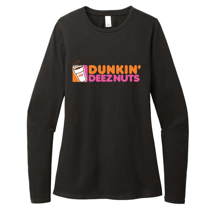 Funny Parody Spoof Dunkin' Deeznuts Design Womens CVC Long Sleeve Shirt