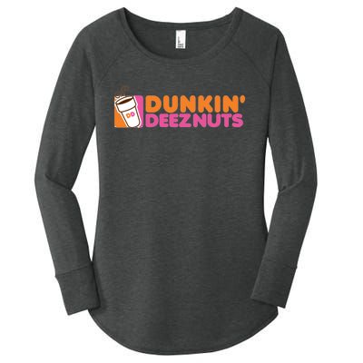 Funny Parody Spoof Dunkin' Deeznuts Design Women's Perfect Tri Tunic Long Sleeve Shirt