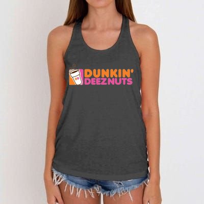 Funny Parody Spoof Dunkin' Deeznuts Design Women's Knotted Racerback Tank