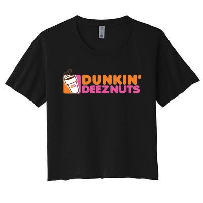 Funny Parody Spoof Dunkin' Deeznuts Design Women's Crop Top Tee