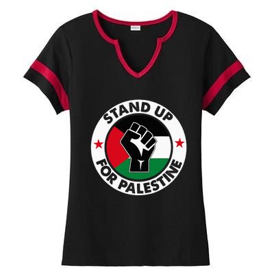 Free Palestine Stand Up For Palestine Ladies Halftime Notch Neck Tee