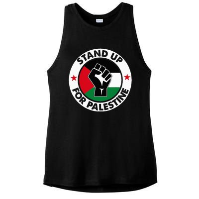 Free Palestine Stand Up For Palestine Ladies PosiCharge Tri-Blend Wicking Tank