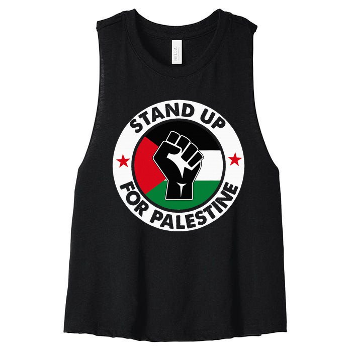 Free Palestine Stand Up For Palestine Women's Racerback Cropped Tank