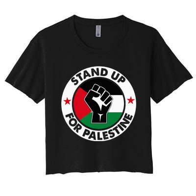 Free Palestine Stand Up For Palestine Women's Crop Top Tee