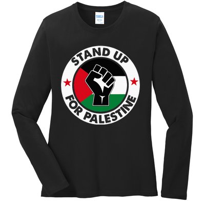 Free Palestine Stand Up For Palestine Ladies Long Sleeve Shirt