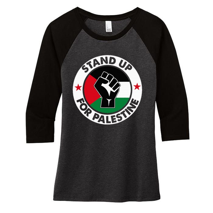 Free Palestine Stand Up For Palestine Women's Tri-Blend 3/4-Sleeve Raglan Shirt