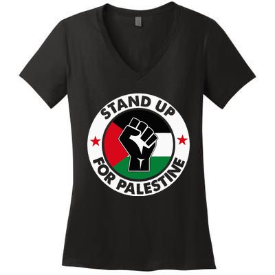 Free Palestine Stand Up For Palestine Women's V-Neck T-Shirt