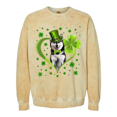 Funny Puppy Shamrock Siberian Husky Dog St Patricks Day Colorblast Crewneck Sweatshirt