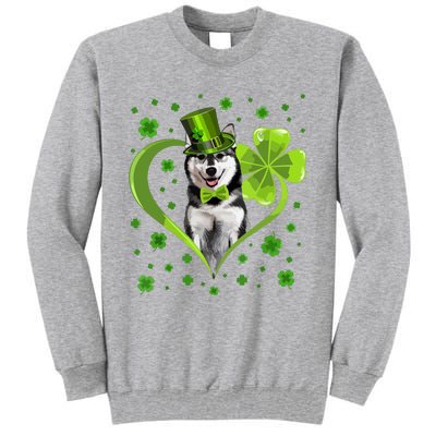 Funny Puppy Shamrock Siberian Husky Dog St Patricks Day Tall Sweatshirt